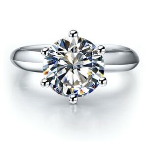 2CT NSCD Engagement Solitaire Round Ring. SS/WG plated